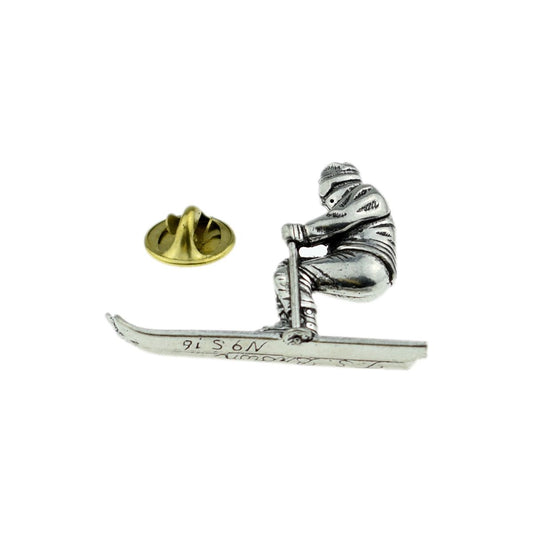 Skier, Skiing Pewter Lapel Pin Badge - Ashton and Finch