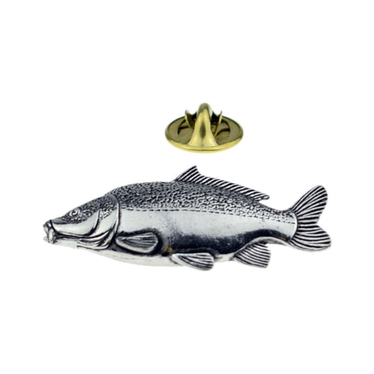 Leather Carp fish fishing English Pewter Lapel Pin Badge - Ashton and Finch