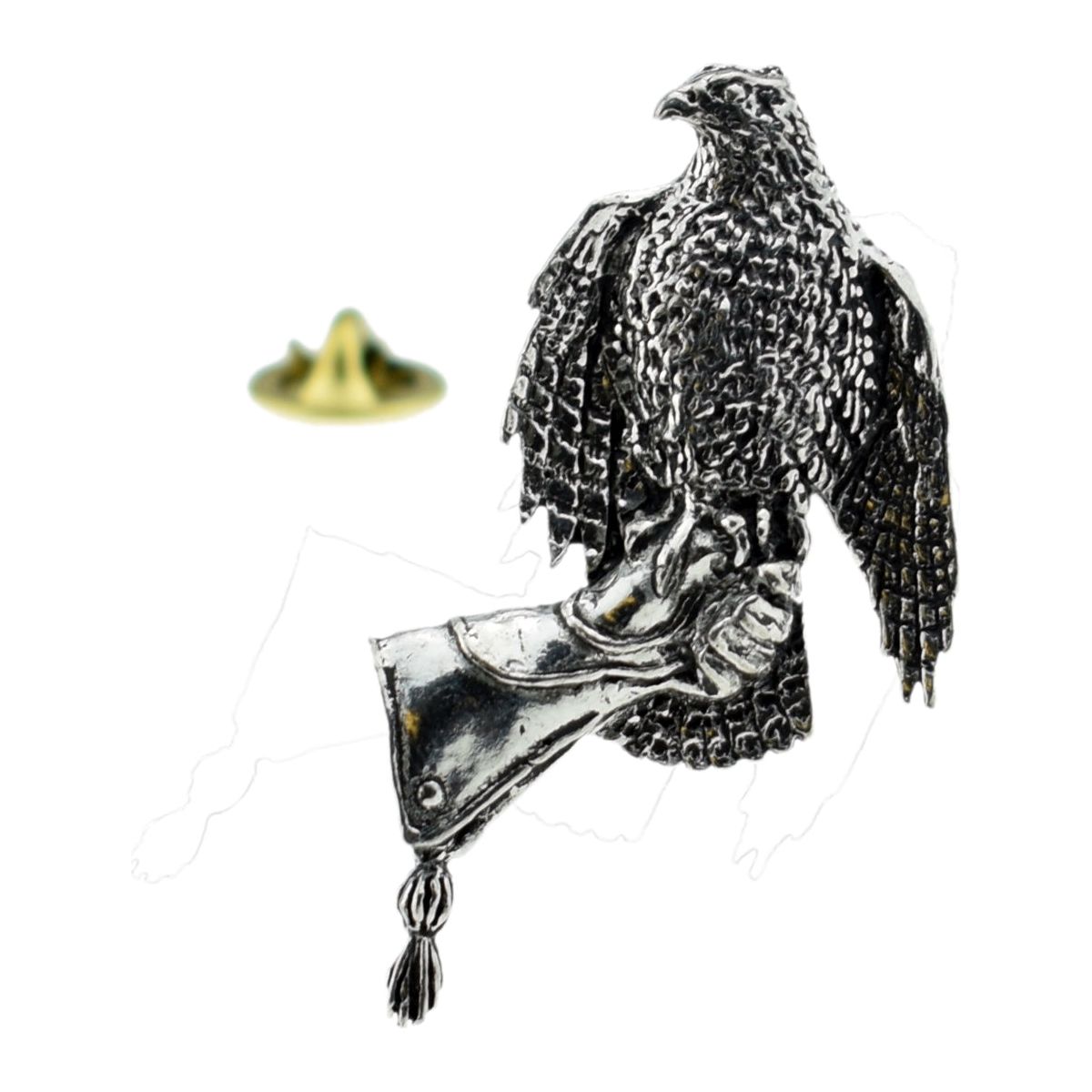 Hawk On Glove English Pewter Lapel Pin Badge - Ashton and Finch