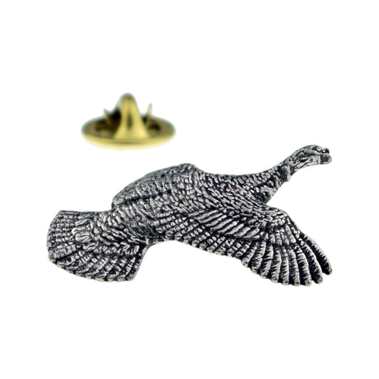 Turkey Flying Bird English Pewter Lapel Pin Badge - Ashton and Finch