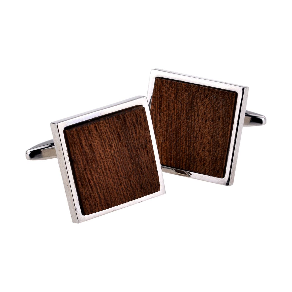 Upcycled Teak Insert Square Cufflinks - Ashton and Finch