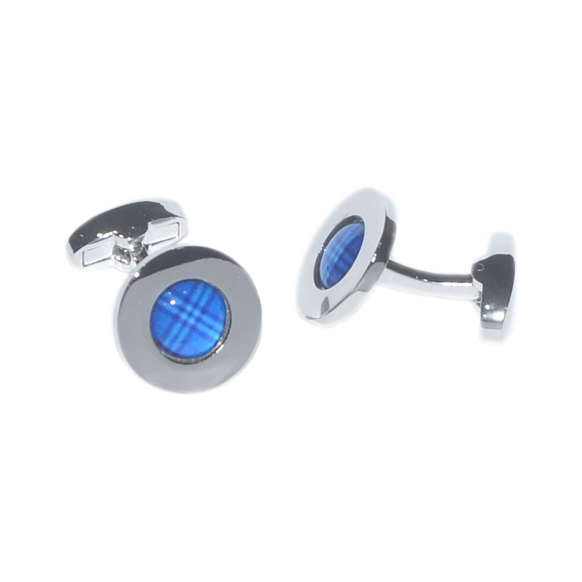 Rhodium Plated Saltire Tartan Centred Cufflinks - Ashton and Finch