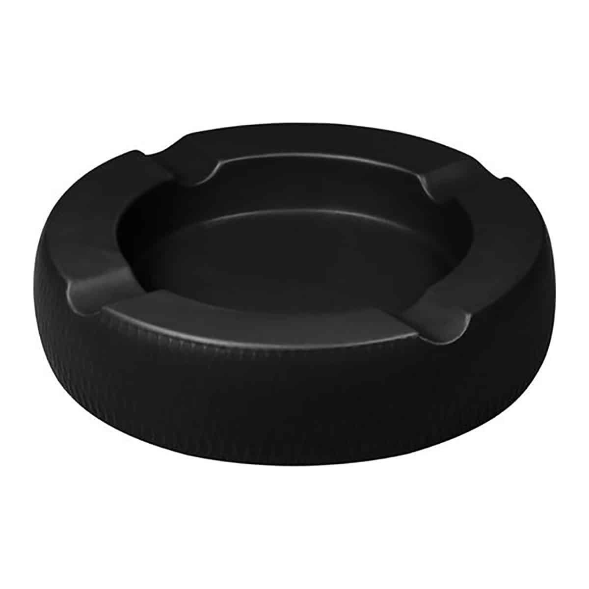 4 Position Round Matt Black Passatore Ceramic Cigar Ashtray 20cm Diameter x 5cm - Ashton and Finch