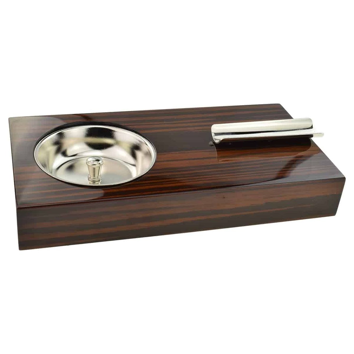 Ebony Wood Veneer Cigar Ashtray Single Position Boxed - Ashton and Finch